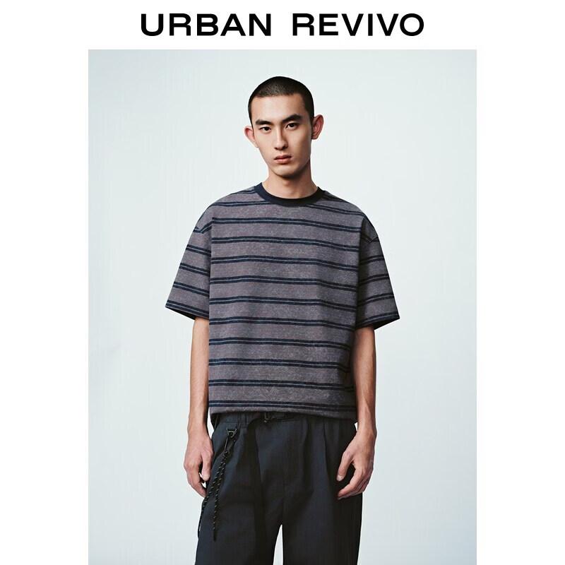 UR Men s Striped Round Neck Short Sleeve T-Shirt L