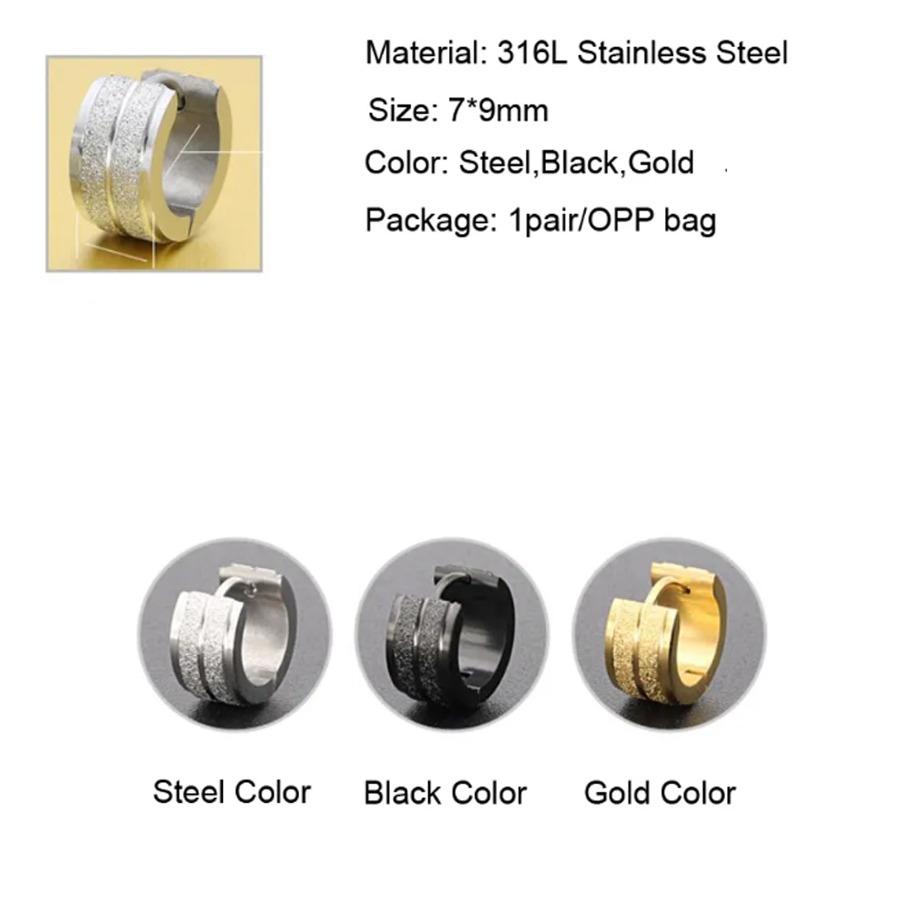 1 Pair of 316L Minimalist Hip-hop Style High-quality 316L Stainless Steel Golden Earrings, Double-layer Matte Finish, Unisex Versatile Earrings
