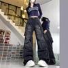 American Street Style Cargo Pants Women Dark Gray Spring Wide Leg Pants Women Loose Y2k Jeans
