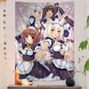Anime Cat Maid Girls Tapestry Wall Hanging Sweet Heart Chocolate Pink Cartoon Aesthetic Wall Art Bedroom Dorm Room Decor