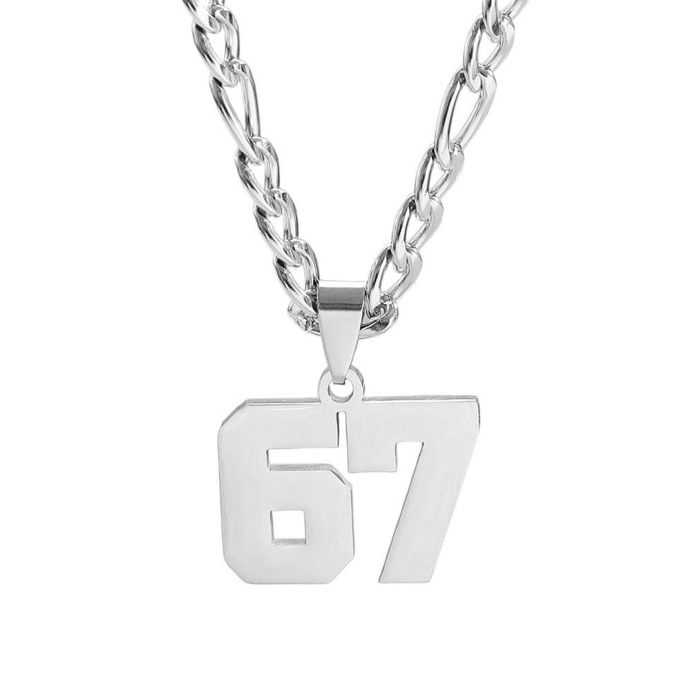 Letter Pendant Punk Tag Necklace Tag Pendant Neck Chain Fashion 67 Necklace for Men Women