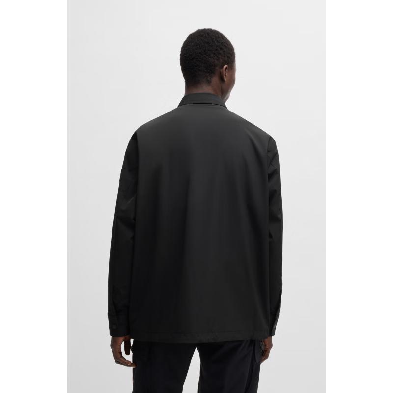 BOSS Men's Loose Fit Logo Patch Shirt Jacket