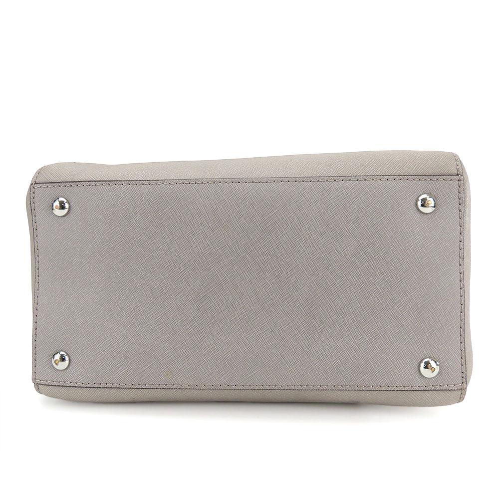 Used Michael Kors Handbag Leather Gray With Charm