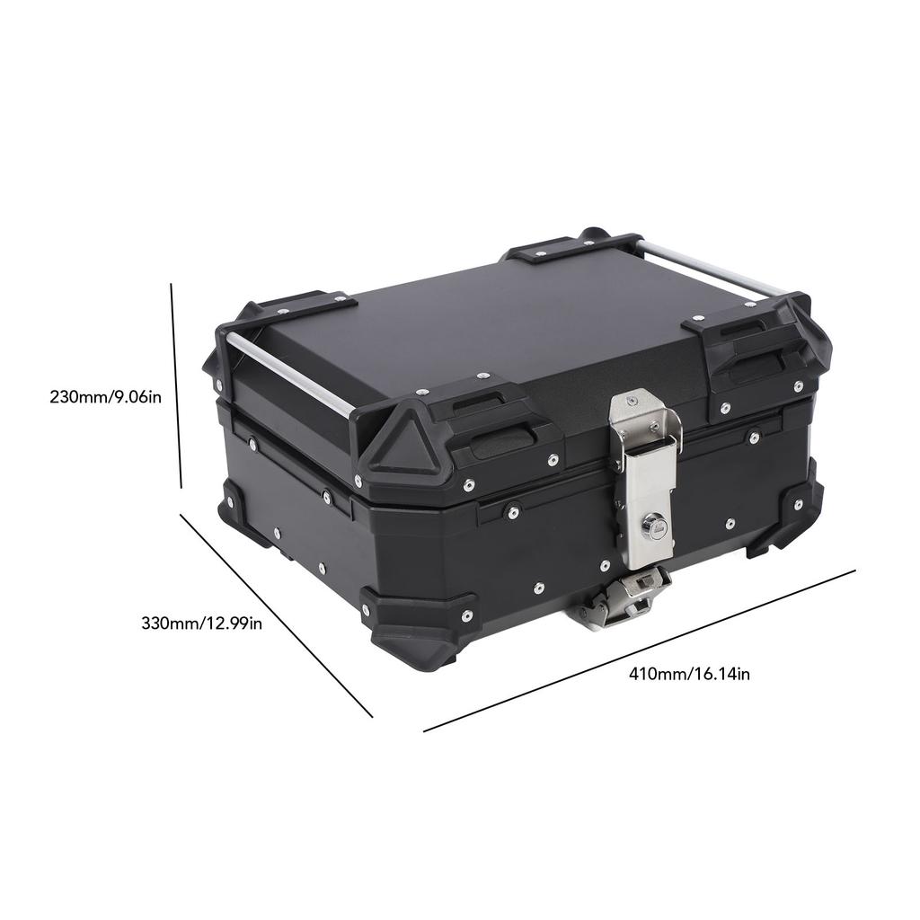 Rear Top Case Aluminum Alloy Water Resistant Fit Motorcycle Top Box Shockproof with Safety Lock for Helmet Luggage