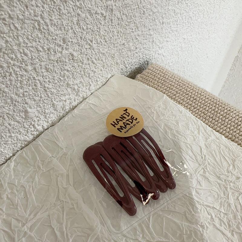 

5 шт./набор Заколка для волос в форме капли воды Однотонная заколка для челки Молочно-кофейные заколки-невидимки Ручной работы Детские Девочки Боковая заколка Аксессуары для волос вино красного