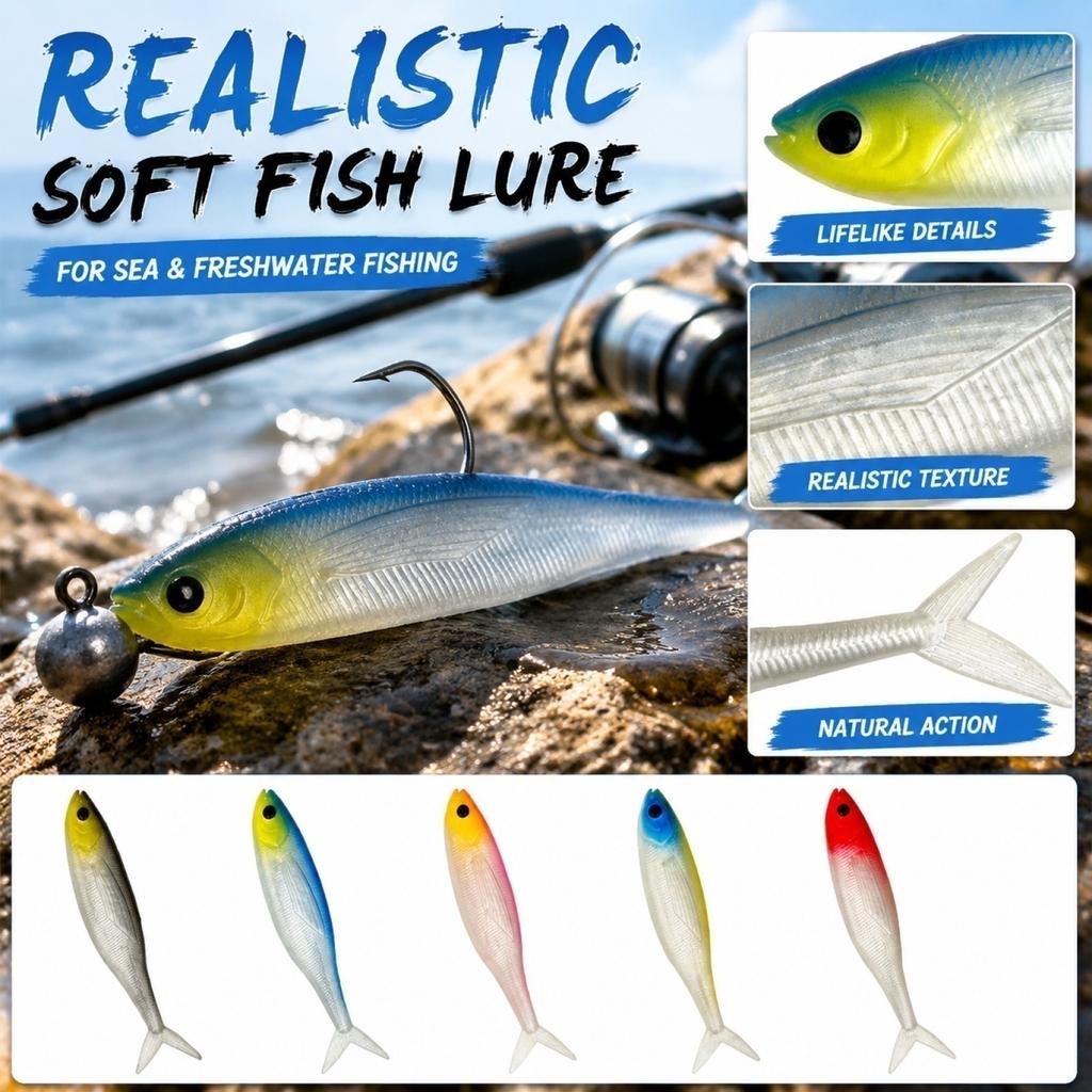 12 5cm 11g Sinking Soft Bait Fork Tail Lure Bionic Fishing Lure for Sea Fishing Freshwater Bass and Predatory Fish Single Pack