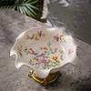 Classical Blue Flower Pattern Fruit Bowl Storage Trays Snack Dessert Plate High Footed Fruits Plate Coffee Table Fruits Tray