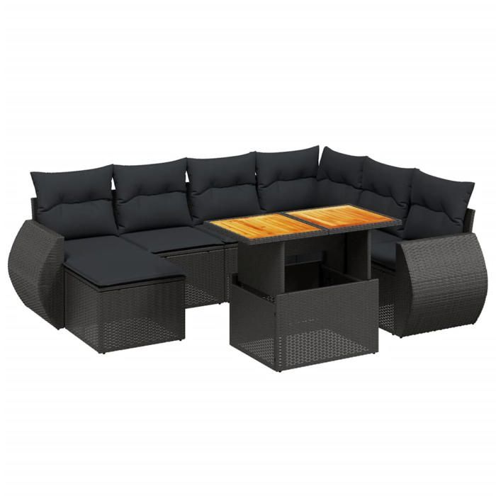 VidaXL Garden Lounge Set with Cushions 8 Pcs, Patio Sofas, Patio Furniture Set, Outdoor Furniture, Black 3272308