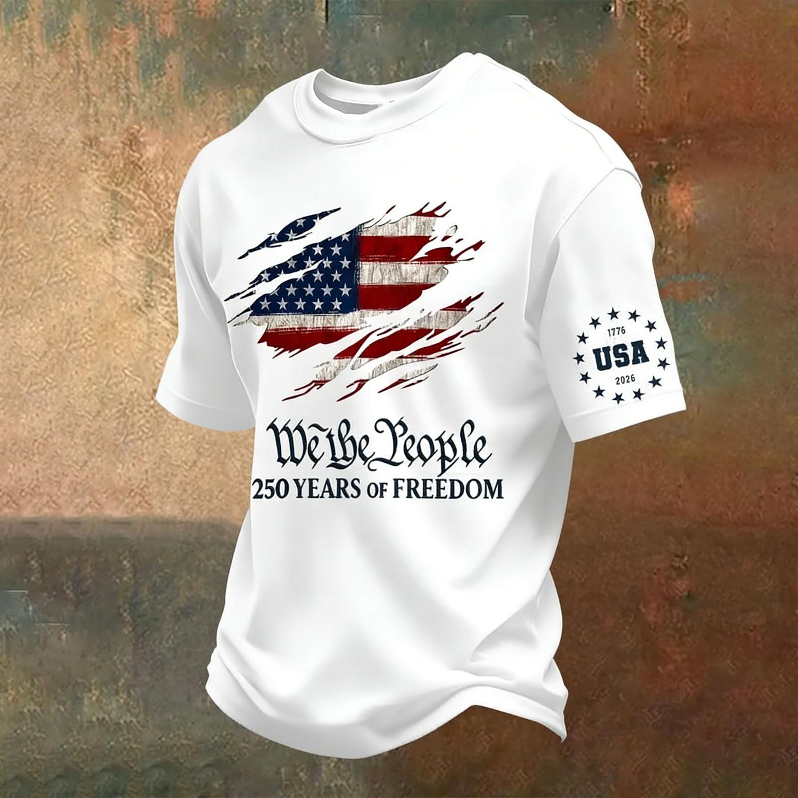 

Mens Patriotic Tops 4th of July Shirts Men Shirt 4th of July Graphic Tees for Independence Day Celebration XL білий