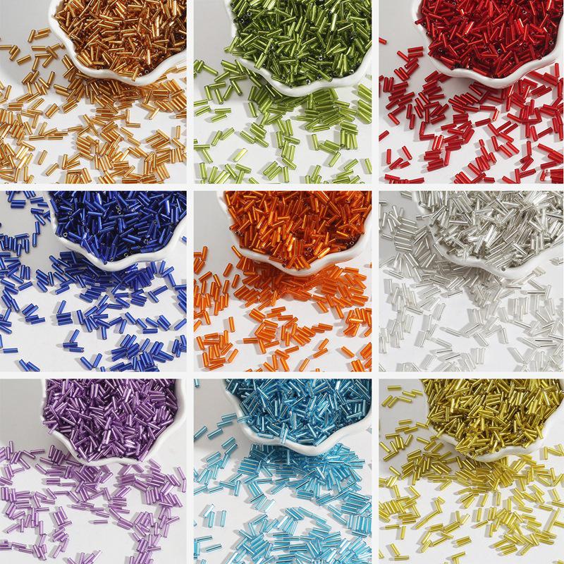 7mm Silver-Filled Glass Rice Tube Beads for DIY Jewelry, Necklace & Clothing Accessories
