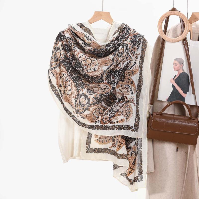 Fashion Women's Large Size Cotton and Linen Scarf Fashion Spring and Summer Scarf Sunscreen Beach Towel