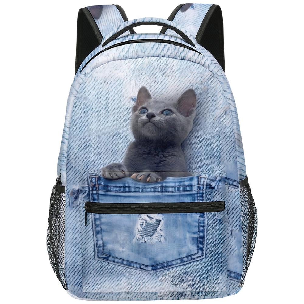 Cartoon Novelty Kpop Youthful School Bags Unisex Cat Pattern Travel Bags 3D Print Oxford Waterproof Notebook Shoulder Backpacks