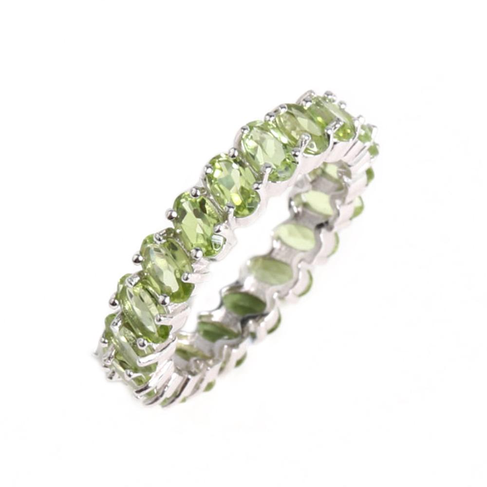 Light Luxury 925 Sterling Silver Elernity Ring Natural Peridot Oval 3*5mm Real Gemstone Fine Jewelry for Women Party and Engagement Gifts