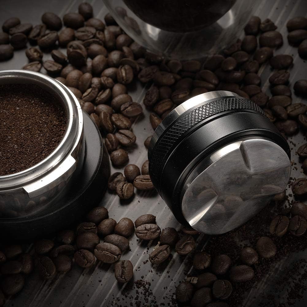 Lazysong Coffee Espresso Stainless Silver Distributor/Coffee Tamper, 58mm, Dual-Use Tamper, Steel,