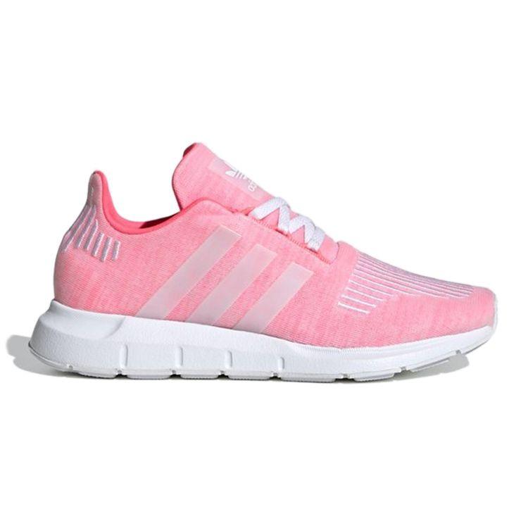 Adidas Originals Swift Run J Round Toe Lace-Up Breathable Low-Top Running Shoes Kids sneakers Pink White EF5951