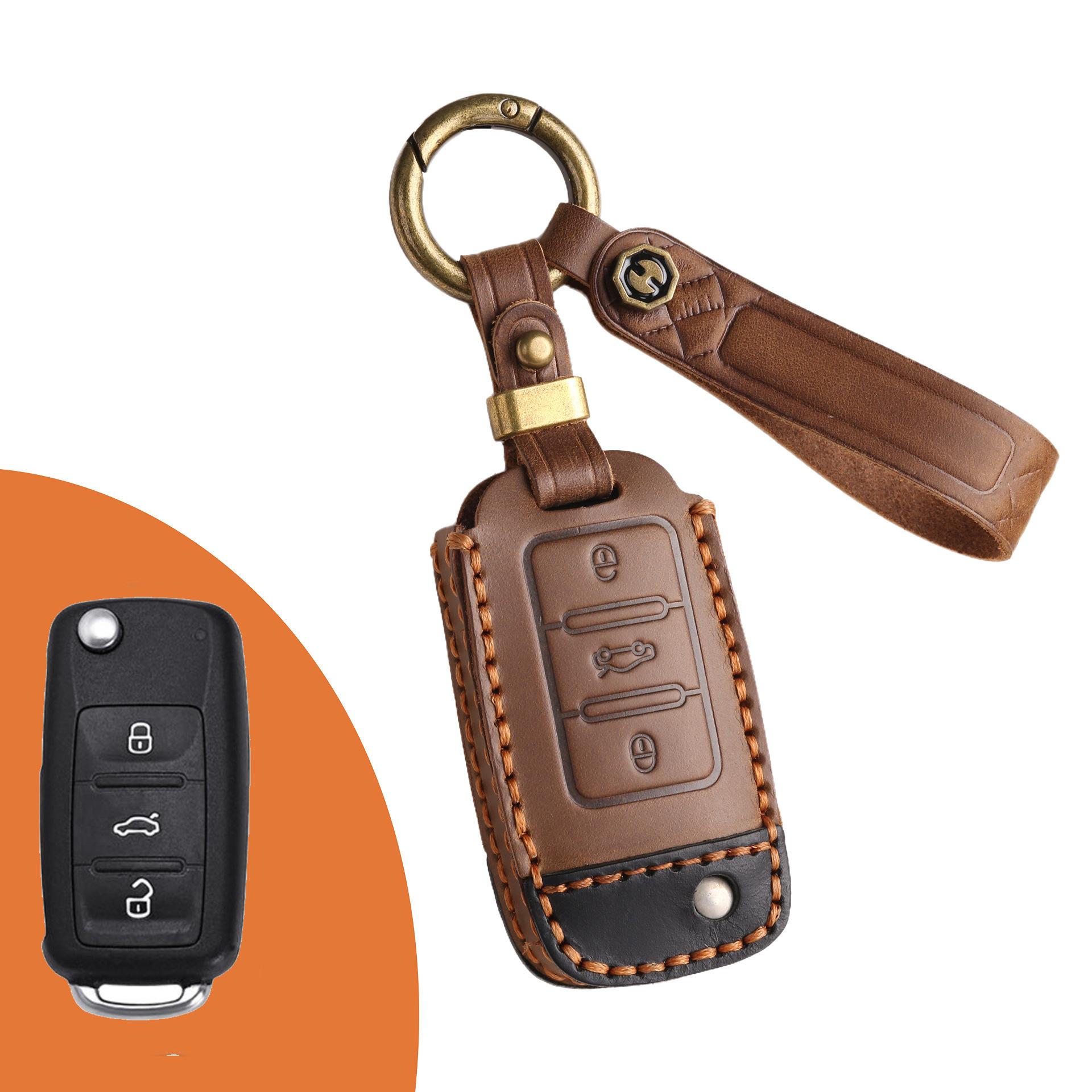 

Чехол для ключа из коровьей кожи подходит для защитного чехла для ключа автомобиля Volkswagen Langyi Bora, чехол для ключа автомобиля из натуральной кожи