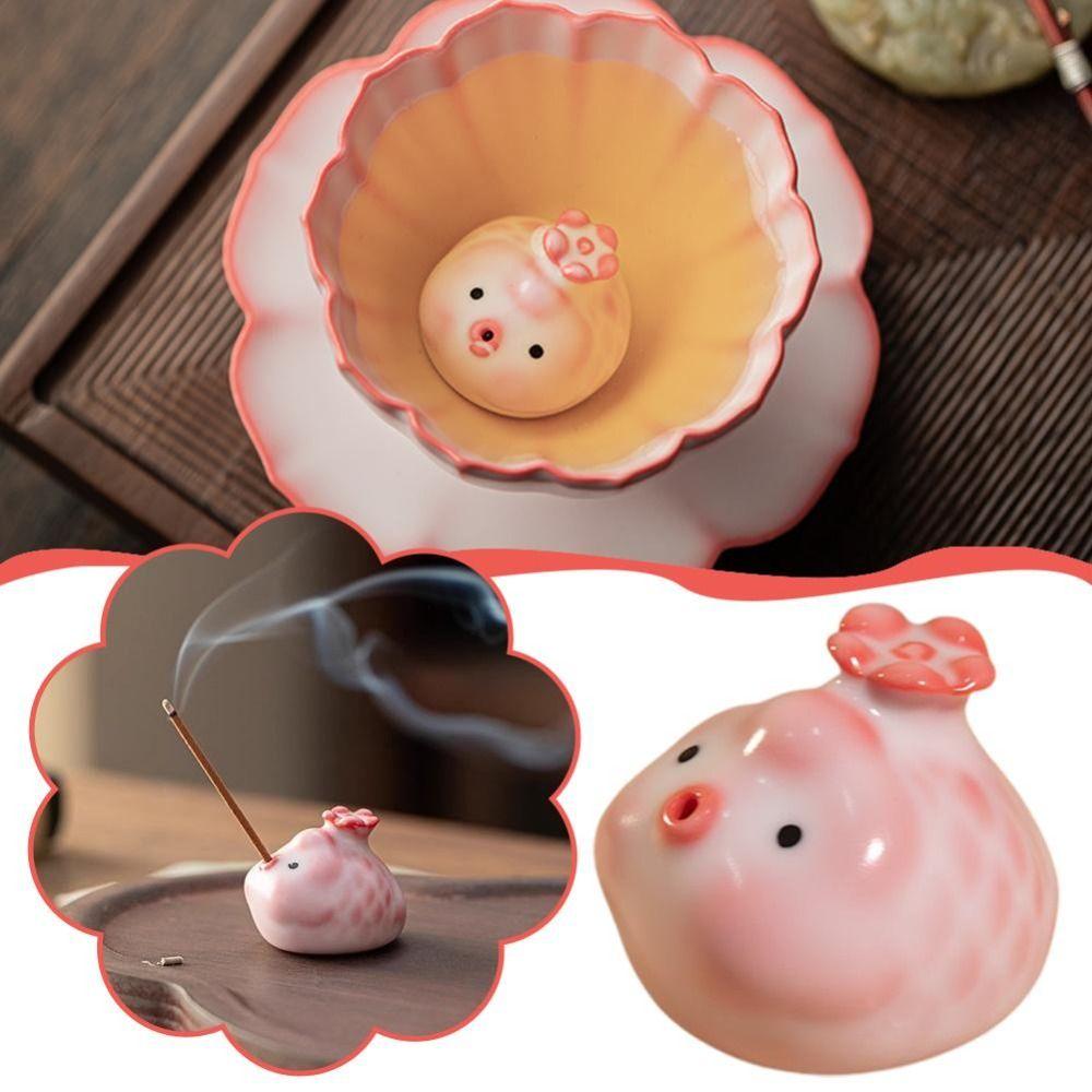 Funny Cartoon Bubble Fish Bubbling Tea Pet Spit Bubbles Reusable Ceramic Tea Cup Gift Pink Tea Figurine for Tea Lovers