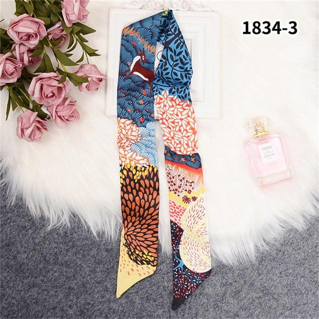 Luxury Horse Cloak Brand Scarf Fashion Design 100% Silk Scarf Women Headwear Skinny Bag Hair Scarves Neckerchief