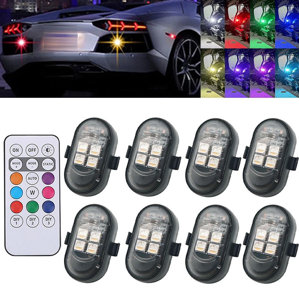Wireless LED Strobe Lights Car Decor Atmosphere Light Warning Lights RGB Led Aircraft Strobe Lights Car Motorcycle LED Lamp