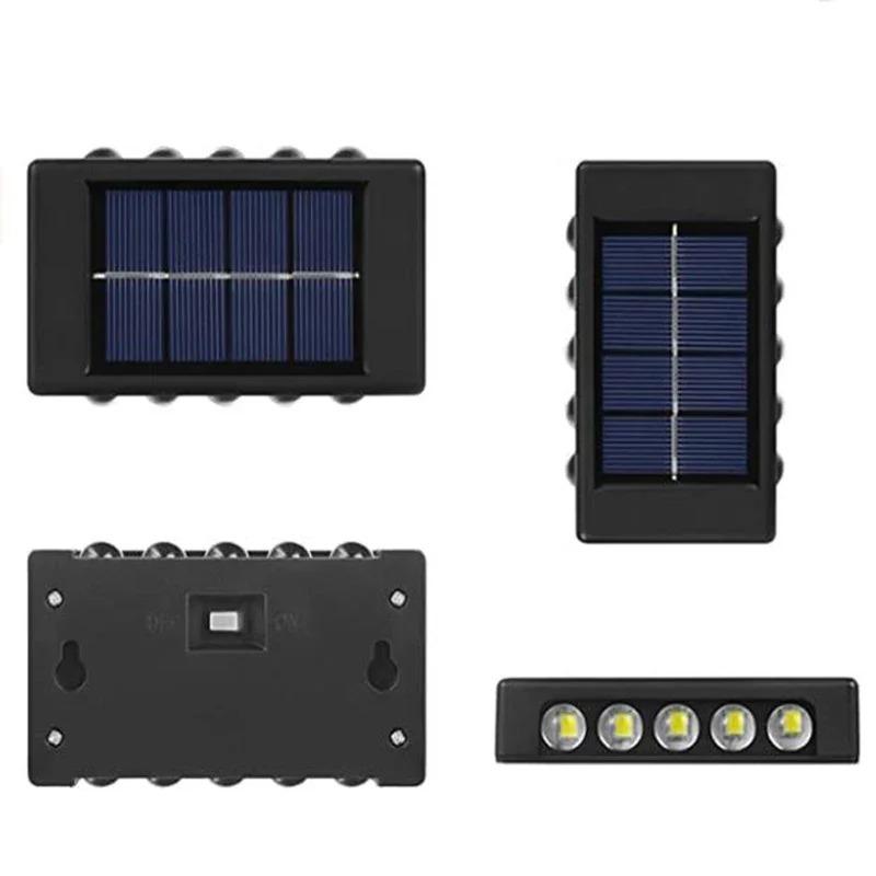 10LED Solar Wall Lamp Outdoor Waterproof Up and Down Luminous Lighting for Garden Fence Decoration Sunlight Light