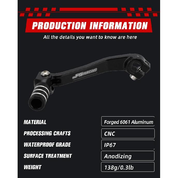 JFG RACING Dirt Bike Gear Shifter Lever Foldable Shift Pedal for CRF150F 2003-2009/2012-2017, CRF230F 2003-2009/2012-2017/2019, CRF150L 2018-2021,