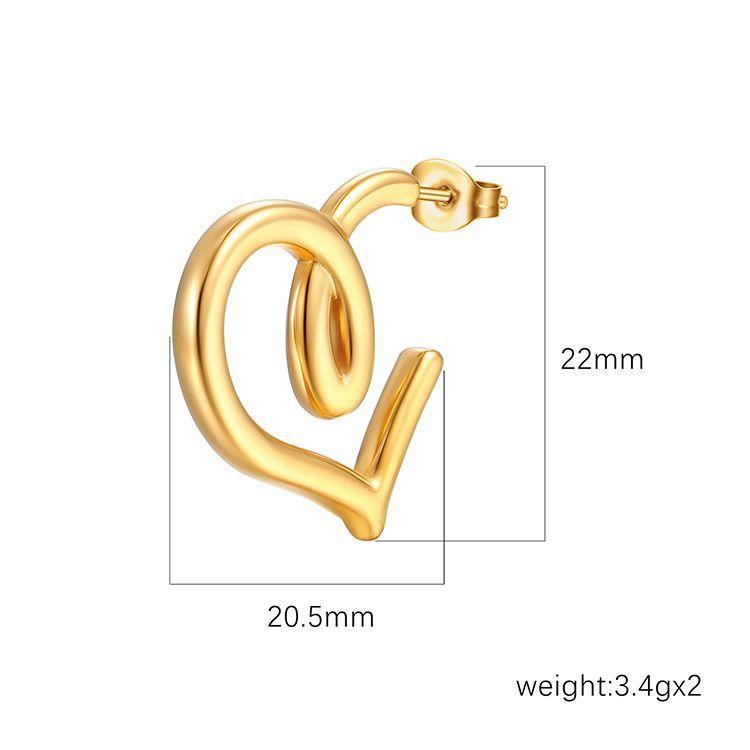 18K Vergoldete Vielseitige Damen-Liebe Edelstahl-Ohrringe Trendige Einfache Titanstahl Geometrische Ohrringe
