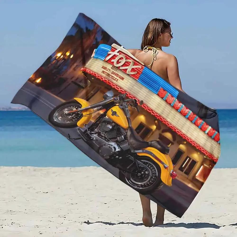 Sunset Motorcycle Print Bath Towel - Soft Absorbent Towel for Bike Lovers, Unique Design for Everyday Use and Travel