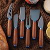 New Style Carved Wooden Handle Cheese and Butter Knife Set with Titanium Alloy Blades