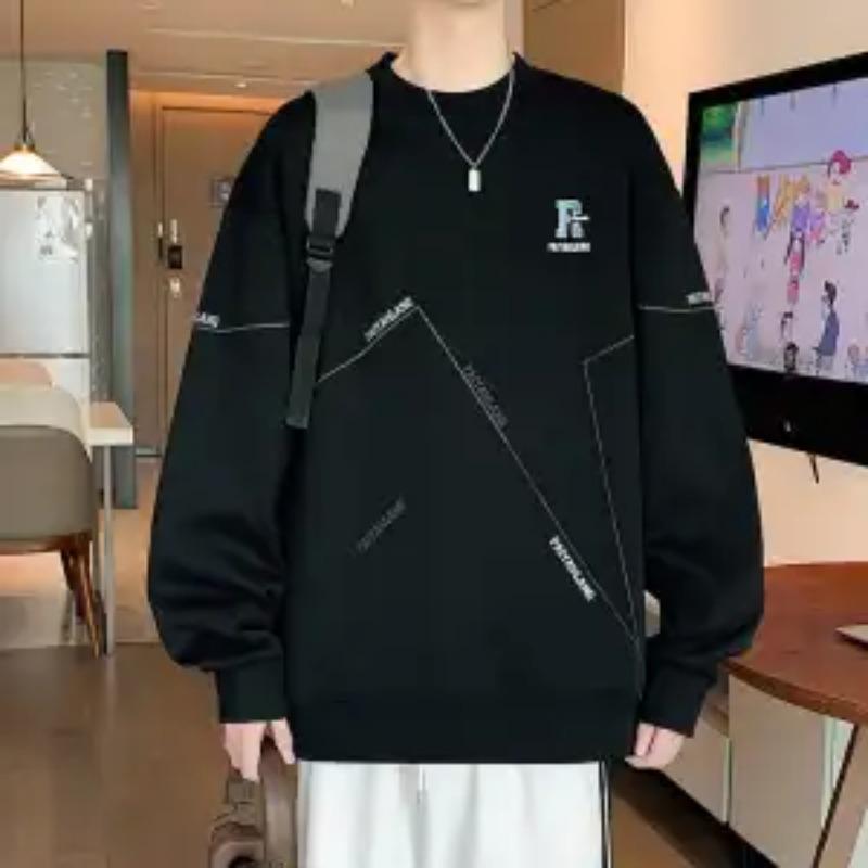 New Men's Junior Sweatshirt Round Neck Long Sleeve Trendy Casual Loose Versatile Top Pullover
