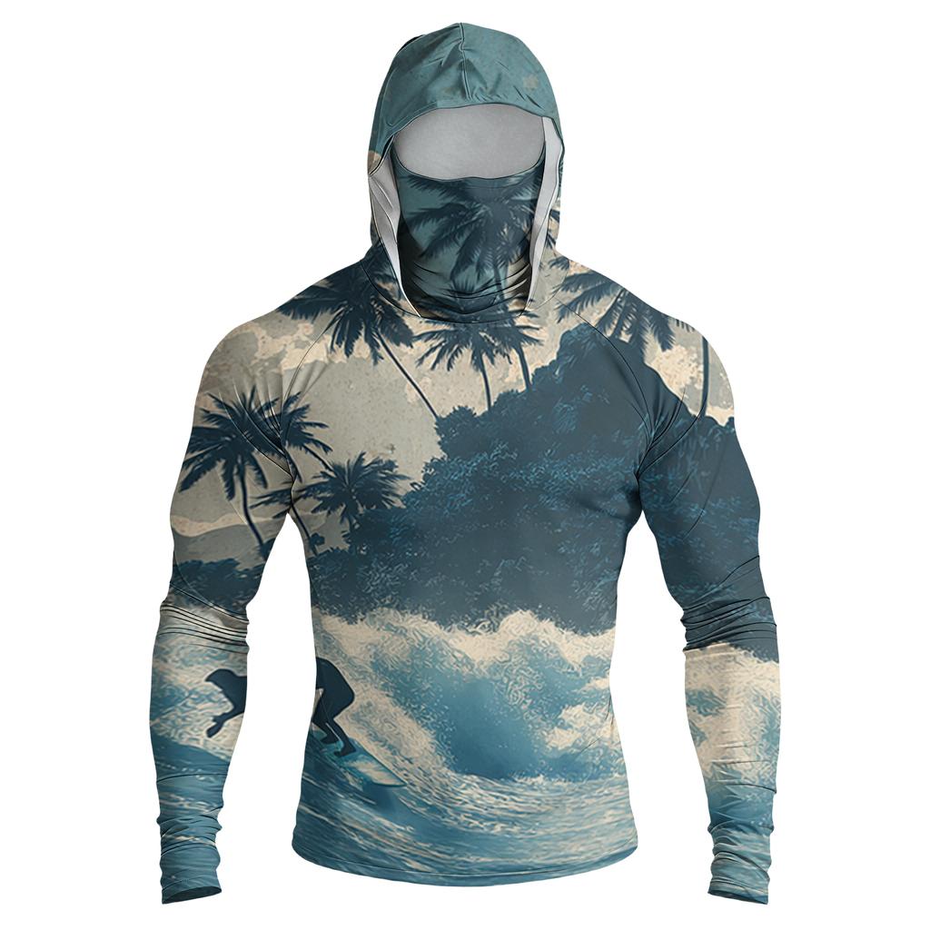 Men's Casual Drop-Shoulder Hooded Long-Sleeve Shirt