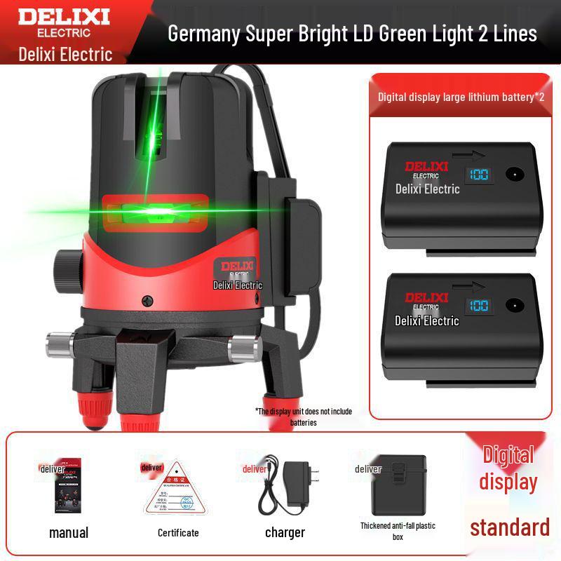 DELIXI High Precision Green & Blue Light Laser Level (2 & 5 Line) for Outdoor Use