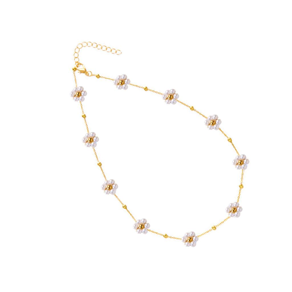 Flower Pendant Jewelry Adjustable Bead Chain Necklace Fashion Pendant Necklace Flower Neck Jewelry for Daily Party