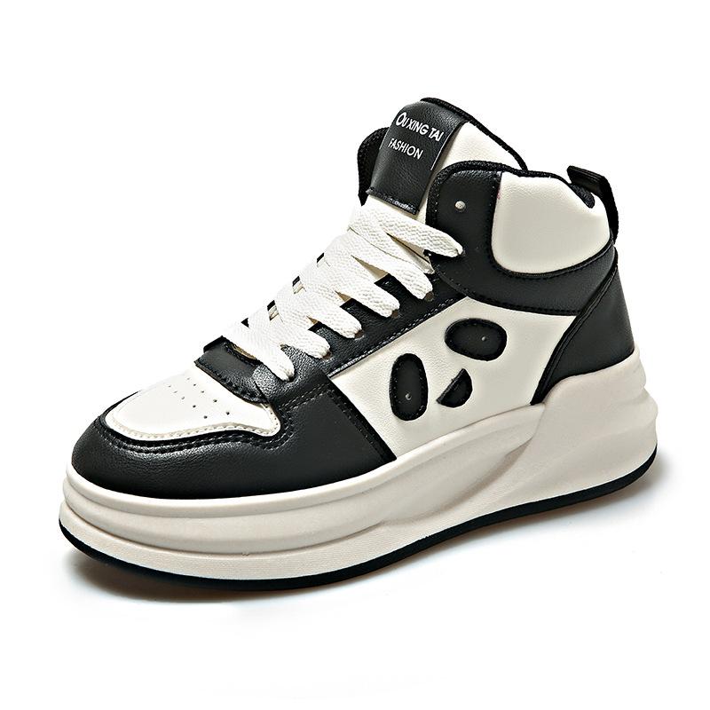 

Новые весенние модные высокие кроссовки с рисунком панды в академическом стиле для женщин, спортивная повседневная обувь на плоской подошве для скейтбординга 40 чёрный