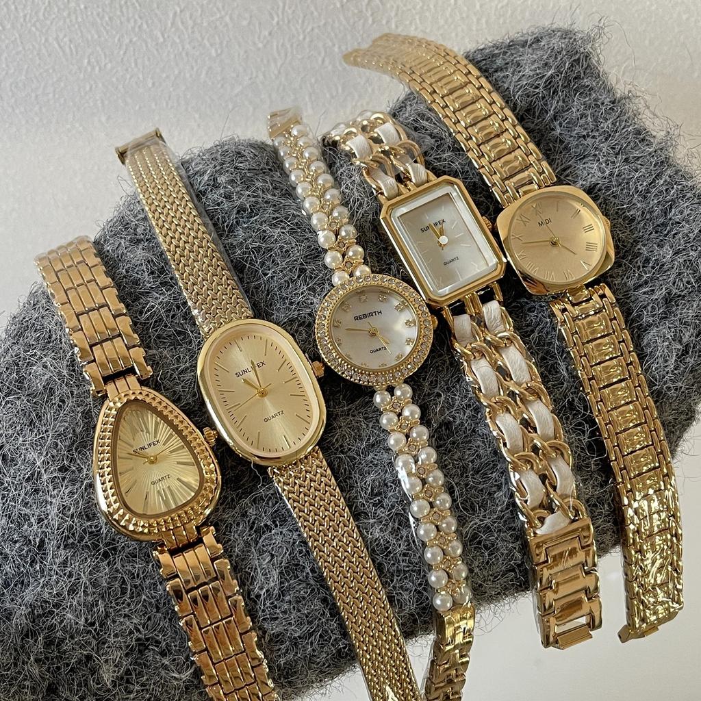 Niche Antique Vintage Watch Women'S Niche Light Luxury Retro Exquisite High-End Gold Steel Belt Watch