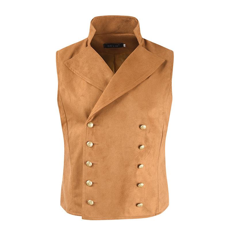 2025 Spring And Autumn New Men'S Solid Color Vest Double Breasted Slim Fashion Men'S Business Vest