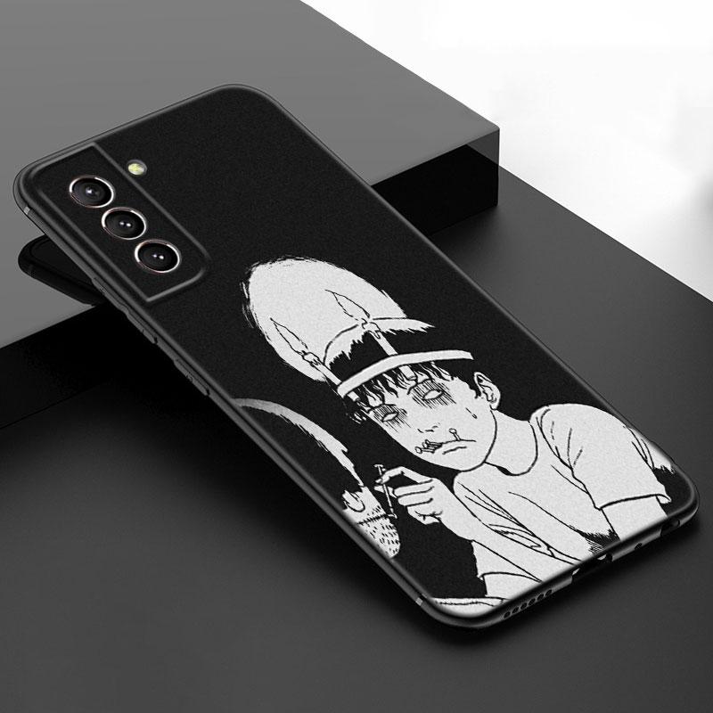 

Японский ужас манга черный силиконовый чехол для телефона Samsung Galaxy S23 S21 S20 FE S24 S22 Ultra S10E S10 S9 S8 Plus Samsung S22 Plus