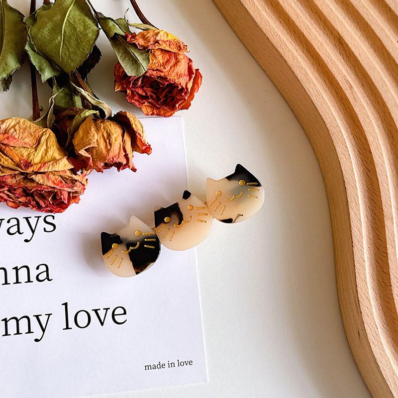 New 6.3cm Three Little Kittens Acetic Acid  Bangs Clip Exquisite Fashion Animal Duckbill Clip Hair Accessories