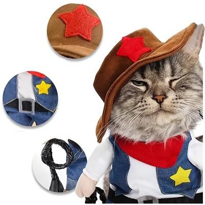 Oblečení pro kočky Legrační cosplay kovbojský kostým pro malé a střední psy Kočky Oblečení pro štěňata Nové Oblečení pro kotě Potřeby pro domácí mazlíčky