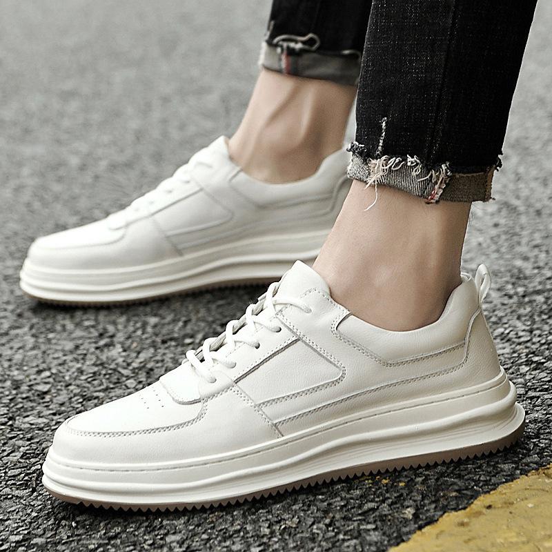 Men's Shoes Cowhide Casual Leather Shoes Men's Breathable Trend Soft Sole Tooling Shoes British Sports Shoes Casual Board Shoes Men