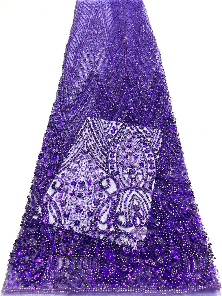 Royal Blue African Sequins Lace Fabric 2026 High Quality Tulle Lace Fabric Embroidered Beads Nigerian Fabric for Wedding Dress