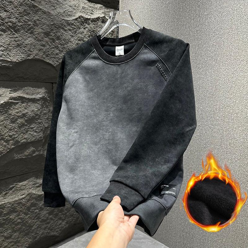

Fashion Tie-dye Splicing Versatile Top Light Luxury Korean Version Crew Neck Men s Sweater Contrasting Color Design Clothes M