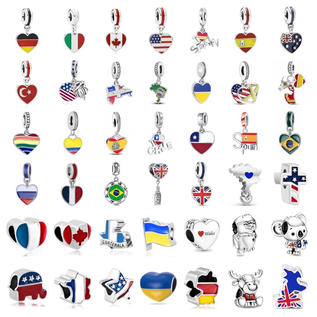 New National Flag Bead Union Lion Charm Pendant Fit Original Decoration Bracelet Women Jewelry Amulet Copper Accessories