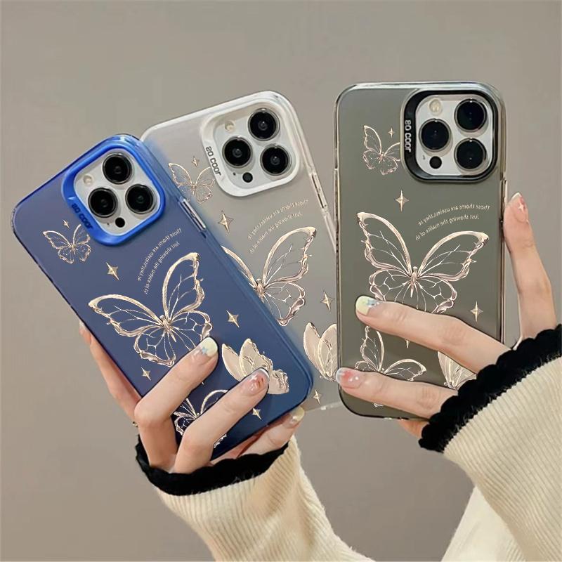 Case For  Redmi Note 13 11 12 Pro Plus 4G 5G 12S 11S Butterfly Pattern Plating Matte Case For  Redmi 13C 12 4G Cover