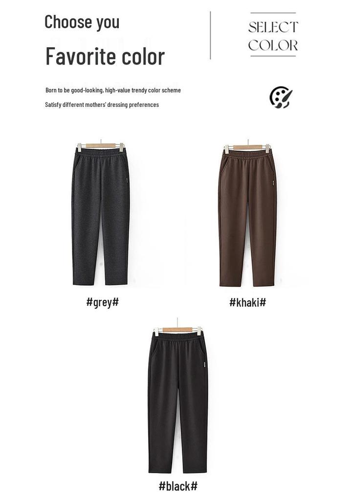 Autumn/Winter Warm Velvet Casual Pants for Women Aged 45-65