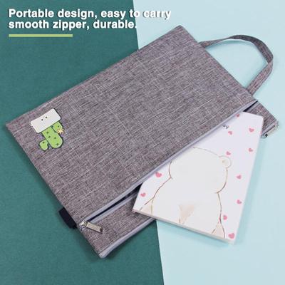 Multi-layer File Bag Cartoon Portable A4 Document Holder with Smooth Zipper File Holder for Business School