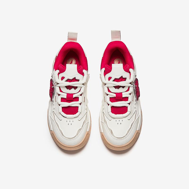 Anta Kids Milkshake Trendy Fashion Comfortable Versatile Non-Slip Wear-Resistant Low-Top Kids Skate Shoes Kids skate shoes White Red 322518020-1