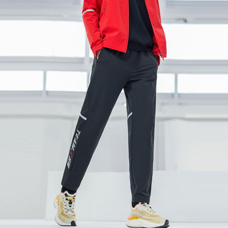 Anta Straight Leg Loose Woven Pants Men Bottoms Black 952217506-3