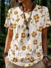 Women's Summer Fashion Casual T-Shirt 3D Floral Print Round-Neck Short-Sleeve Top Elegant and Chic Women's Short-Sleeve Top