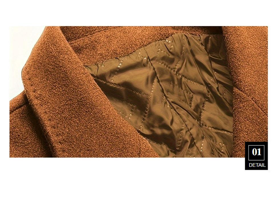 Herren 2024 Dicker gesteppter Wollmantel knielang zweireihig Slim Fit