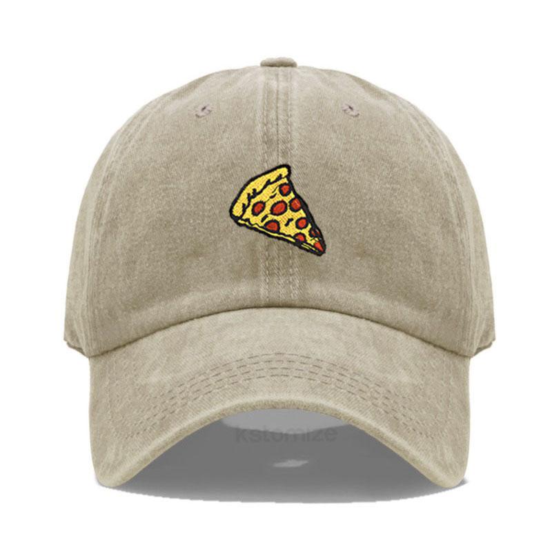 Pizza Embroidered Baseball Caps for Men Women Retro Soft Washed Cotton Dad Hat Snapback Cap Wholesale Dropshipping